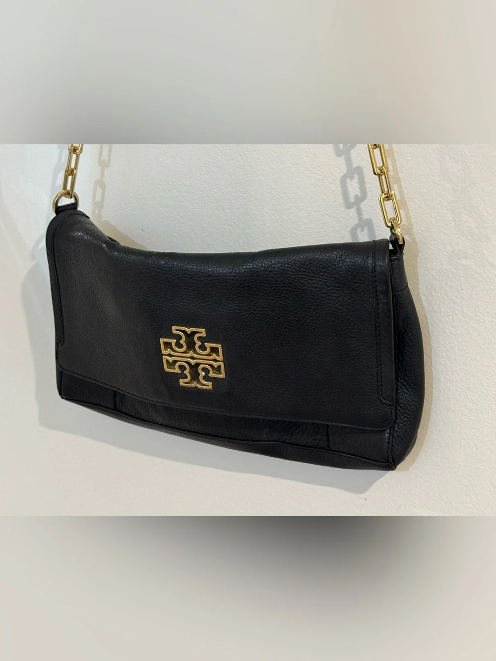 Tory Burch Black Leather Crossbody Bag - Gold Hardware
